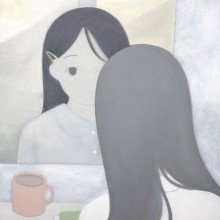 齊藤拓未/Takumi Saito　《opposition》　2020,　45.5×38cm,　油彩、色鉛筆、キャンバス